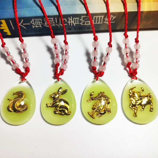 Gold Inlaid Zodiac Bright Luminous Twee Dragon Pendants