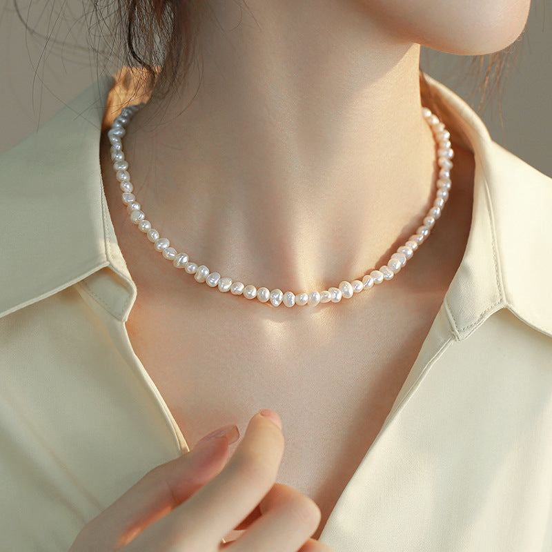 Women's Rice Grain Freshwater Pearl Simplicity Fashion Temperament Design Clavicle Chain Necklace