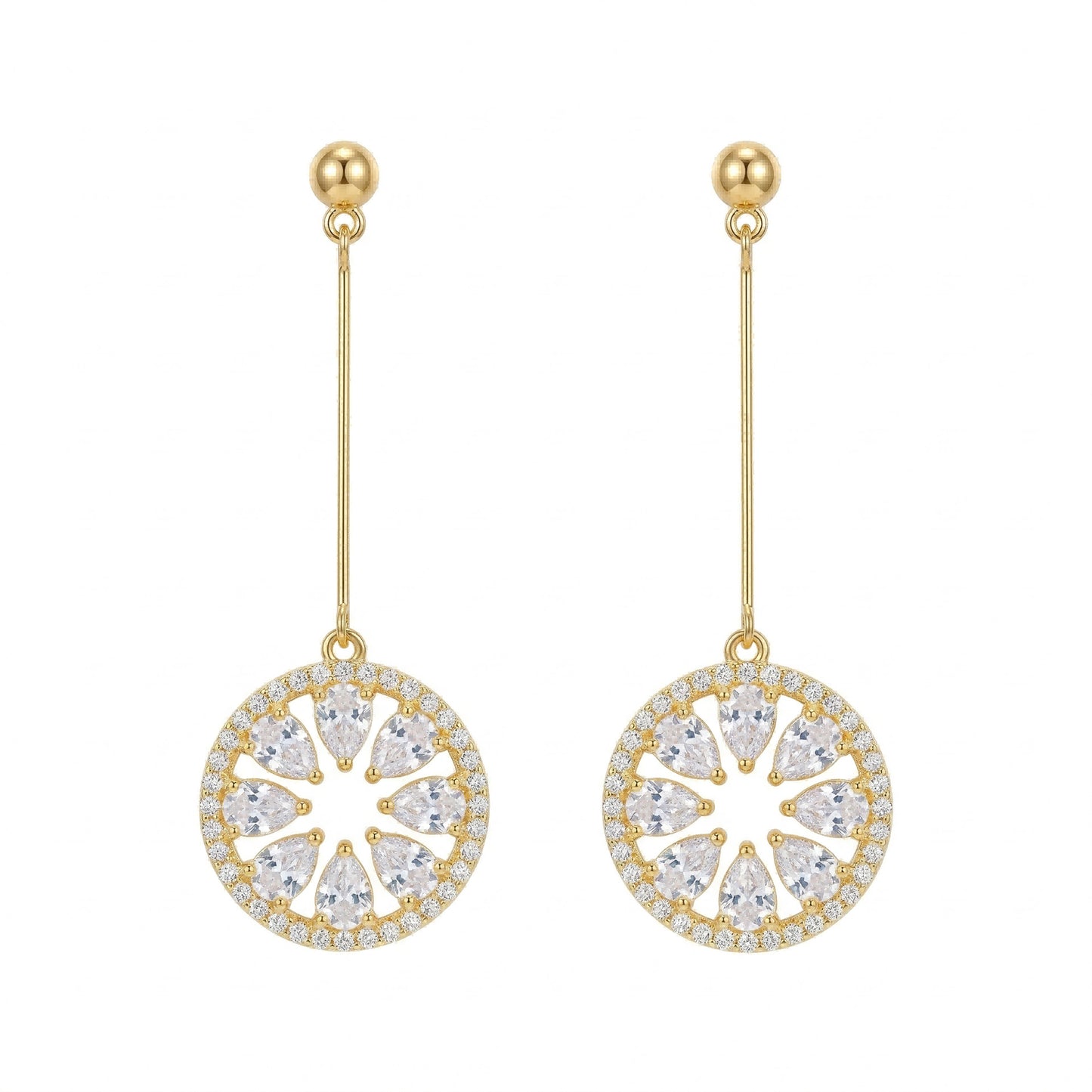 Women's Austrian Crystal Roulette Wheel Diamond In The Debris Geometric Shining Earrings