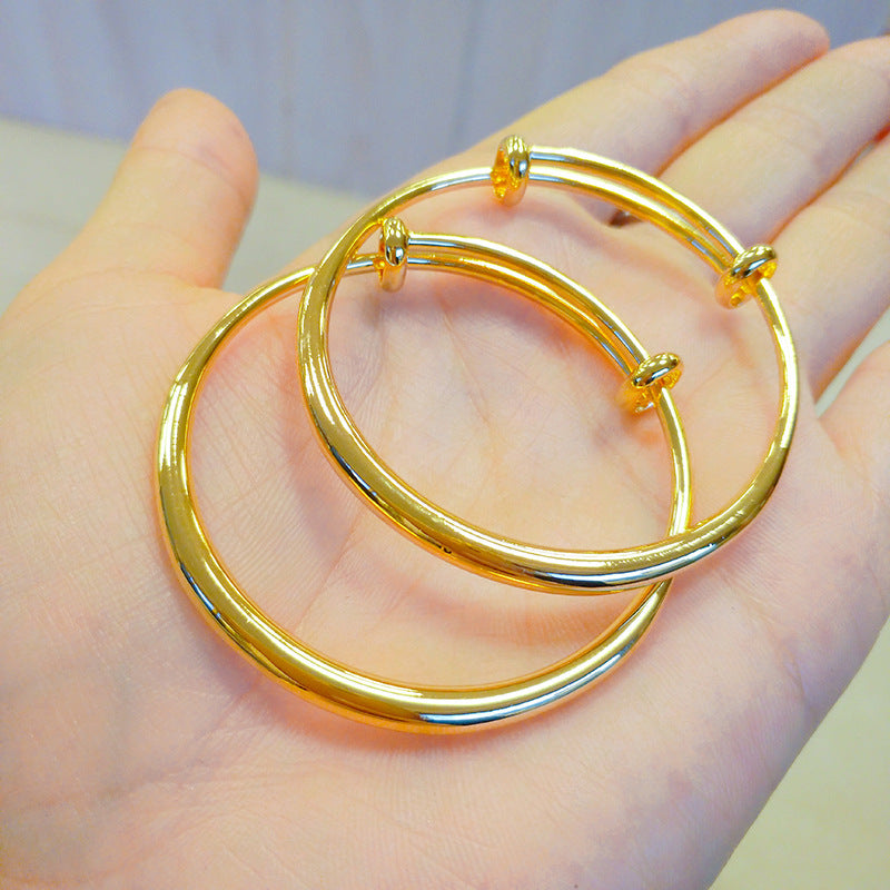 Children's Boutique Alluvial Gold Push-pull Opening Adjustable Glossy Simple Round Bracelet