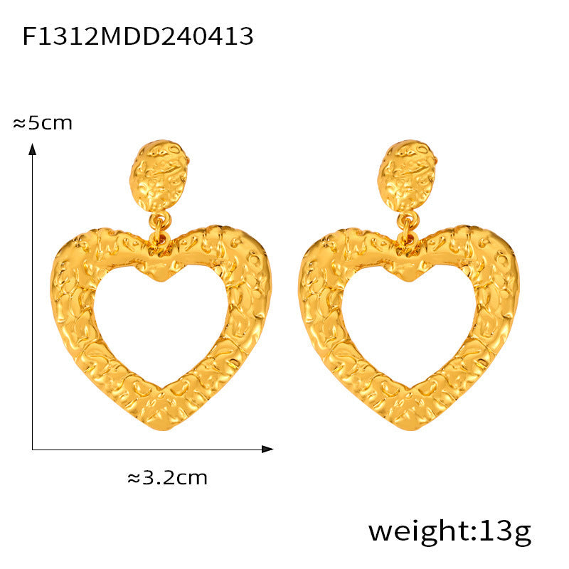 Texture Flower Design Sense Titanium Steel Gold Plated Casual Earrings