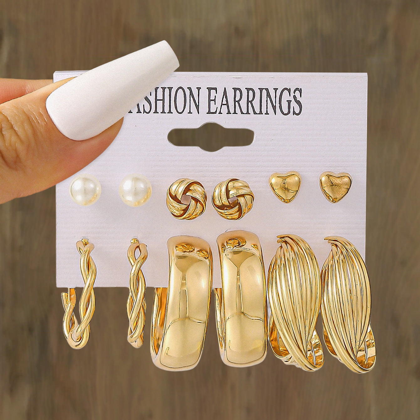 Metal Geometric Eardrop Pearl Female Alloy Round Earrings