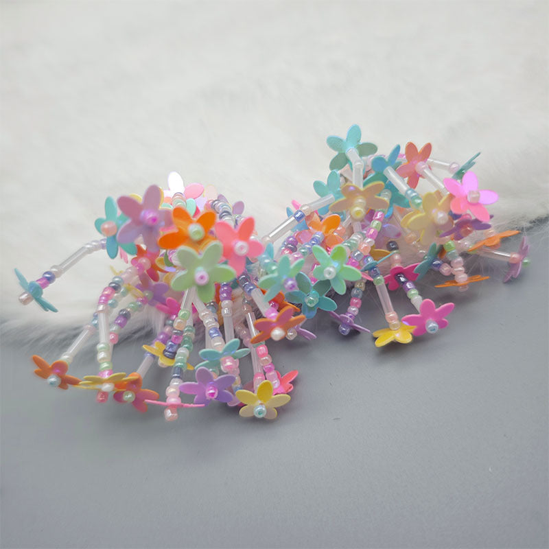Women's Sequined Flower Tassel Fashion Sweet Personality Colorful Beads Stud Earrings