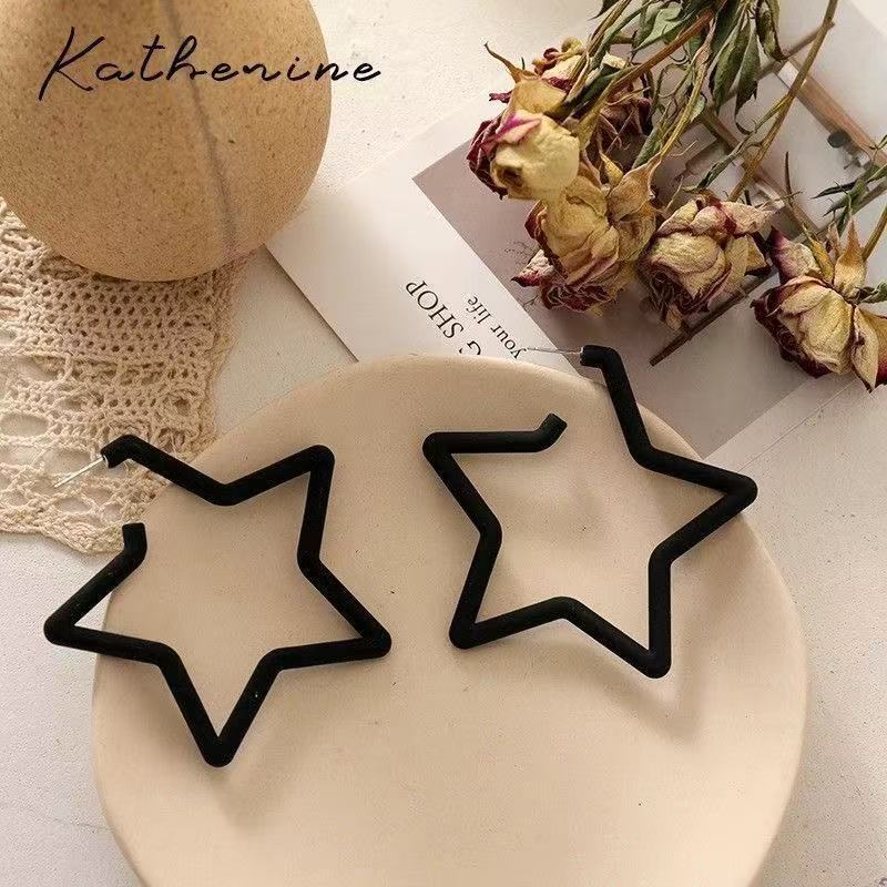 Big Five-pointed Star Western Style Colorful Unique Stud Earrings