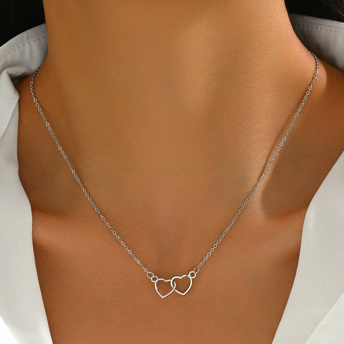 Niche Fashion Style Simple Alloy Cross Double Layer Necklaces