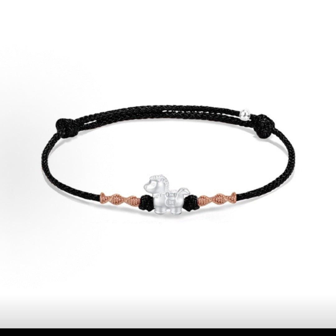Pure Sier Immediately Rich Red Rope Couple Bracelet