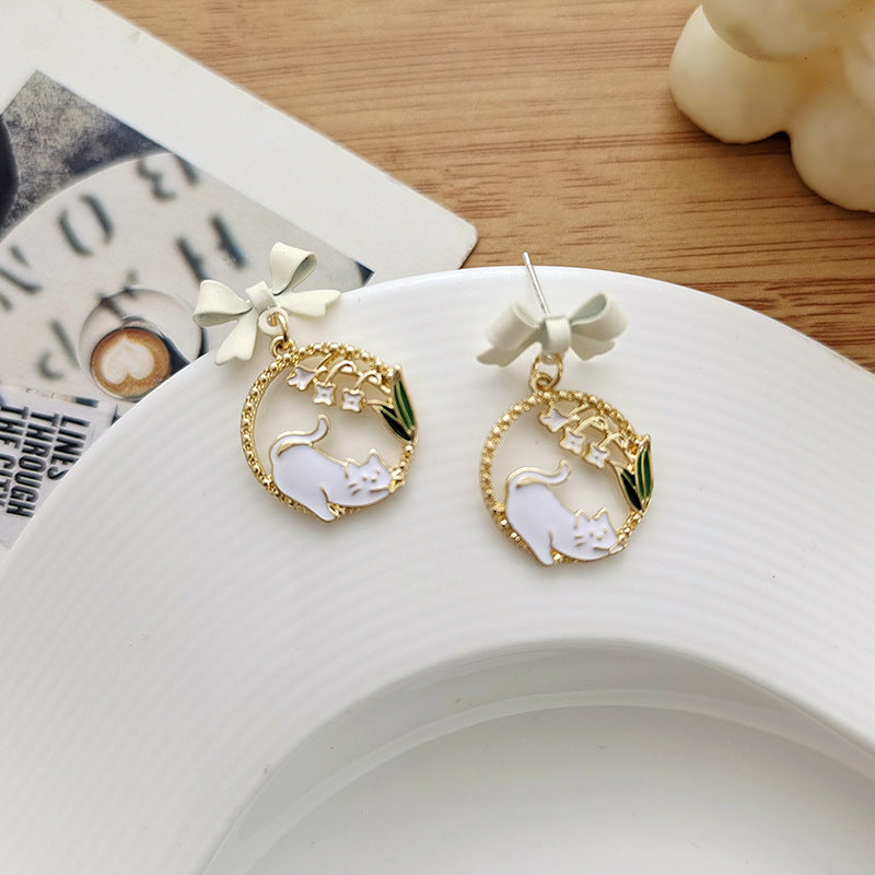 Graceful Summer Bow Naughty Cat Flower Rings