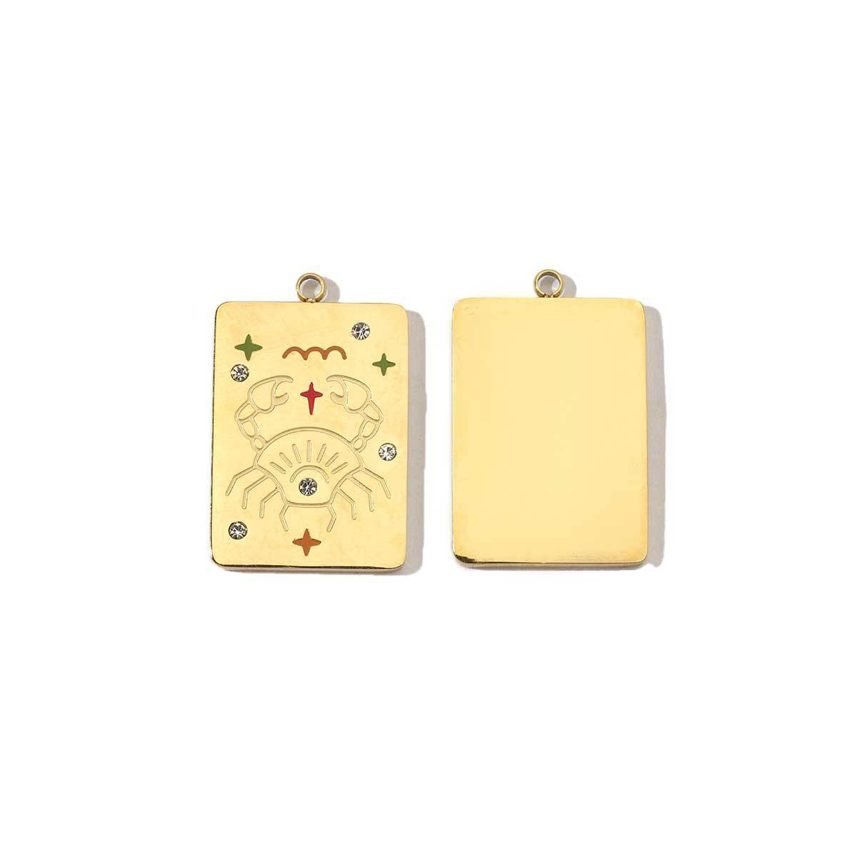 Real Gold Constellation Square Colorful Crystals Pendants