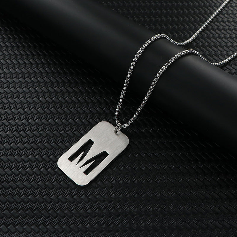 Women's & Men's Hop Sweater Chain Accessories Rectangular Glossy Dog Tag Stainless Pendants