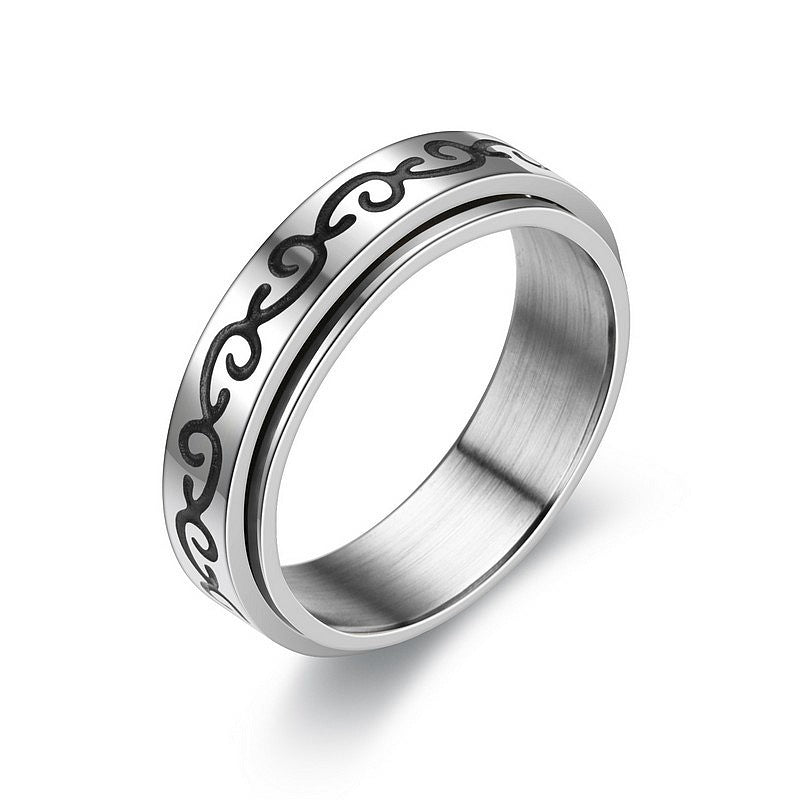 Titanium Steel Rotating Moving Star Moon Rings