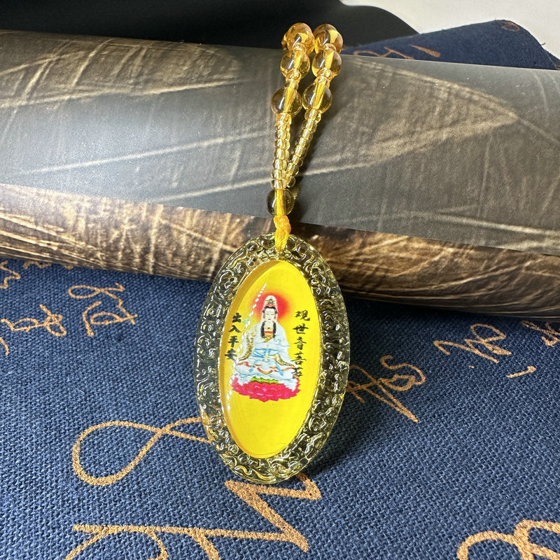 Knot Yellow Amitabha Bodhisattva Colored Glaze Pendants