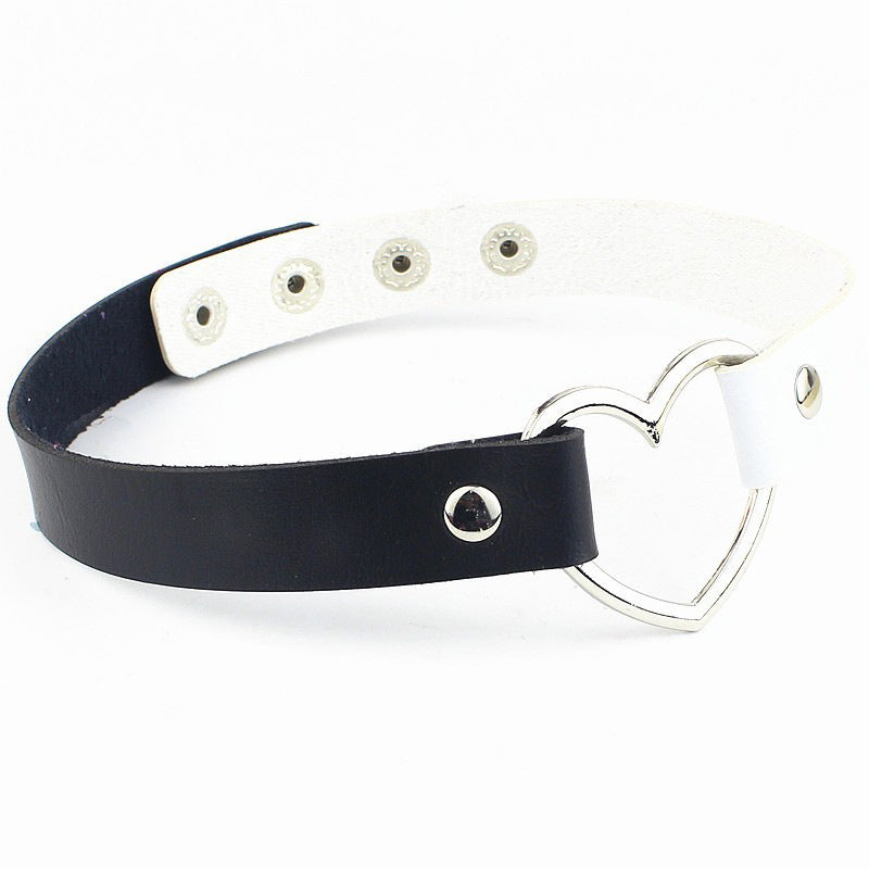 Fashion Punk Nightclub Soft Leather Heart Love Necklaces