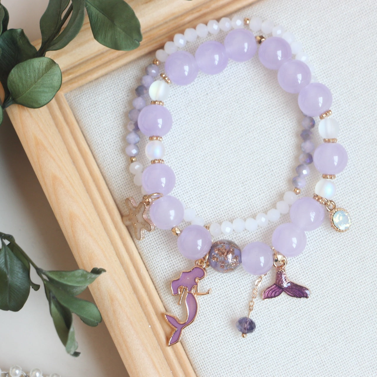 Female Heart Ocean Style Starfish Mermaid Tail Colorful Bracelet