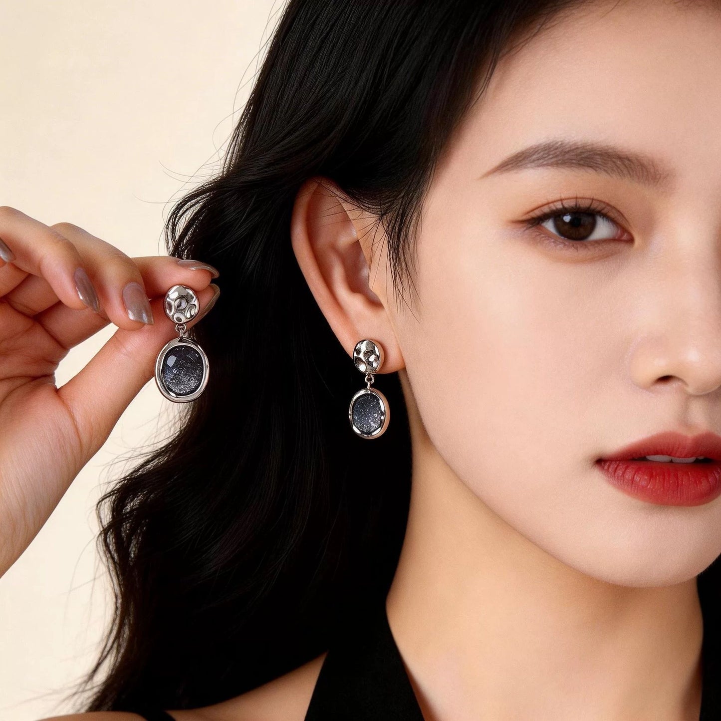 Exquisite Blue Starry Sky Gem Temperament Earrings
