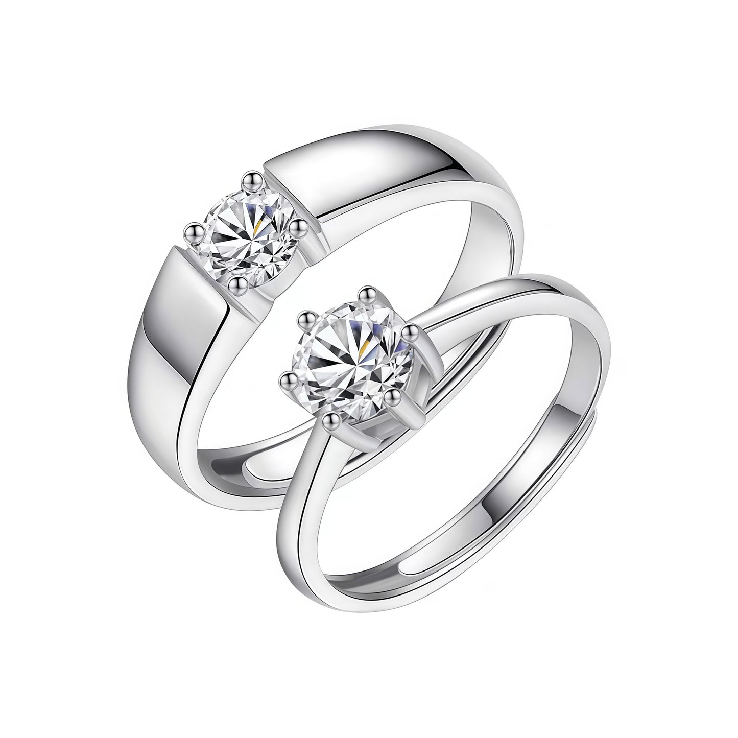 Zircon Couple Light Luxury Super Flash Gold-plated Rings