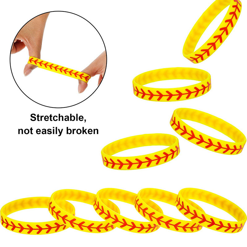 Softball Silicone Monochrome Full Circle Printing Stitching Bracelet
