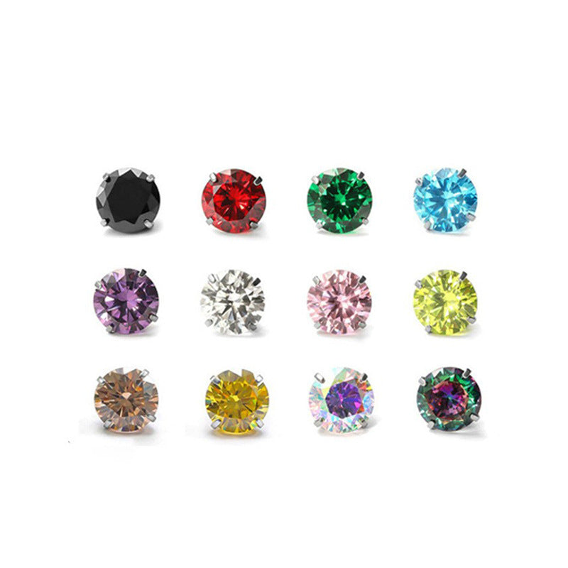 Titanium Alloy Ear Pointed Bottom Inlaid Zircon Replacement Head Labret Stud Earrings