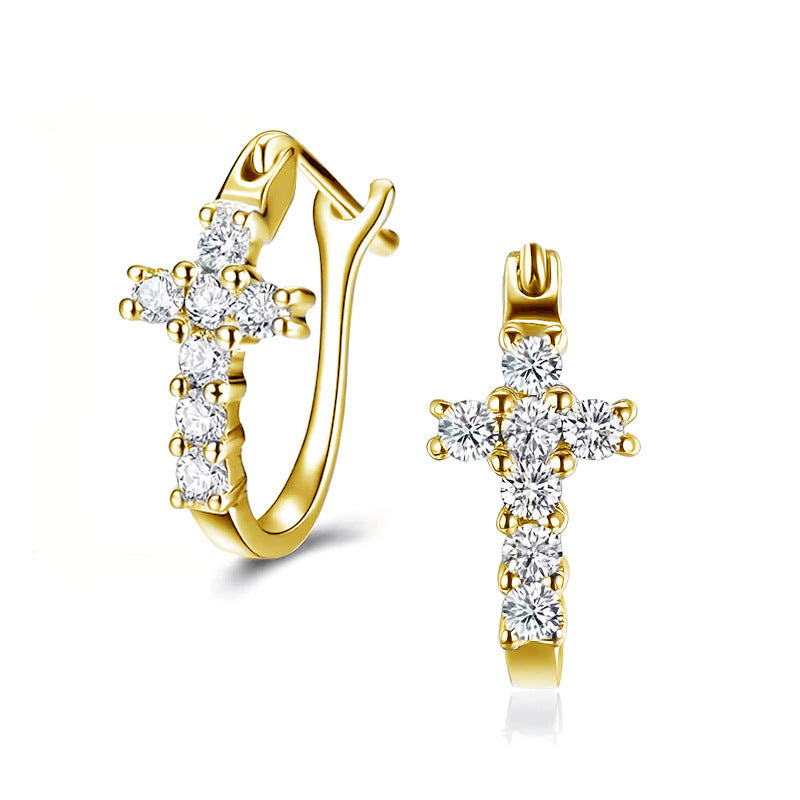White Diamond Cross Zircon Personalized Temperamental Earrings