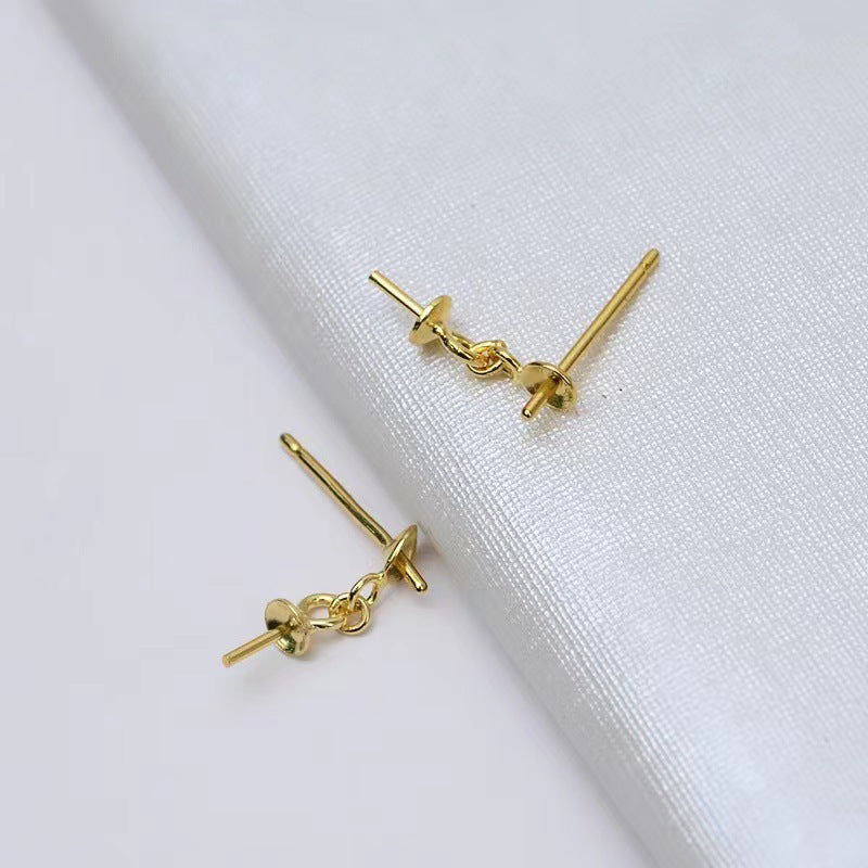 Beaded Double Beads Auricular Needle Bowl Base Stud Earrings