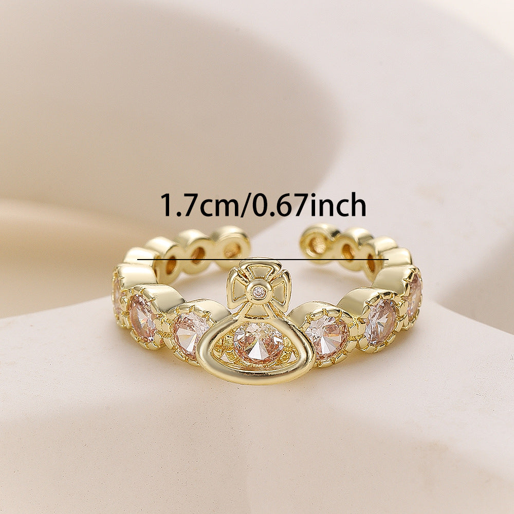 Super Fairy Saturn Zircon Female Fashion Style Design High-grade Light Rings