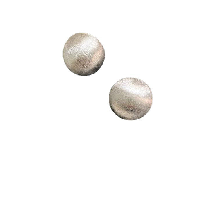 Sier Needle French Simplicity Metal Brushed High-grade Temperament Earrings