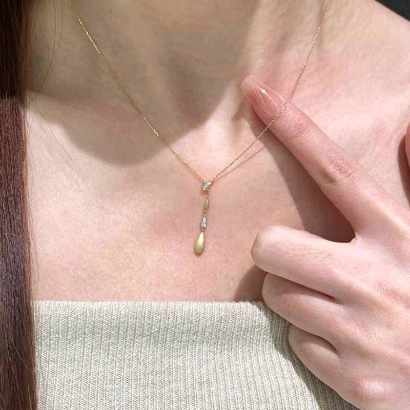 Water Drop Y-shaped Light Luxury Temperament High-grade Cold Wind Clavicle Necklace