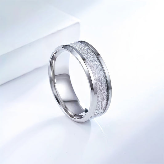 Men's Steel Meteorite Inlaid Gold Foil Light Luxury Fashion Ring