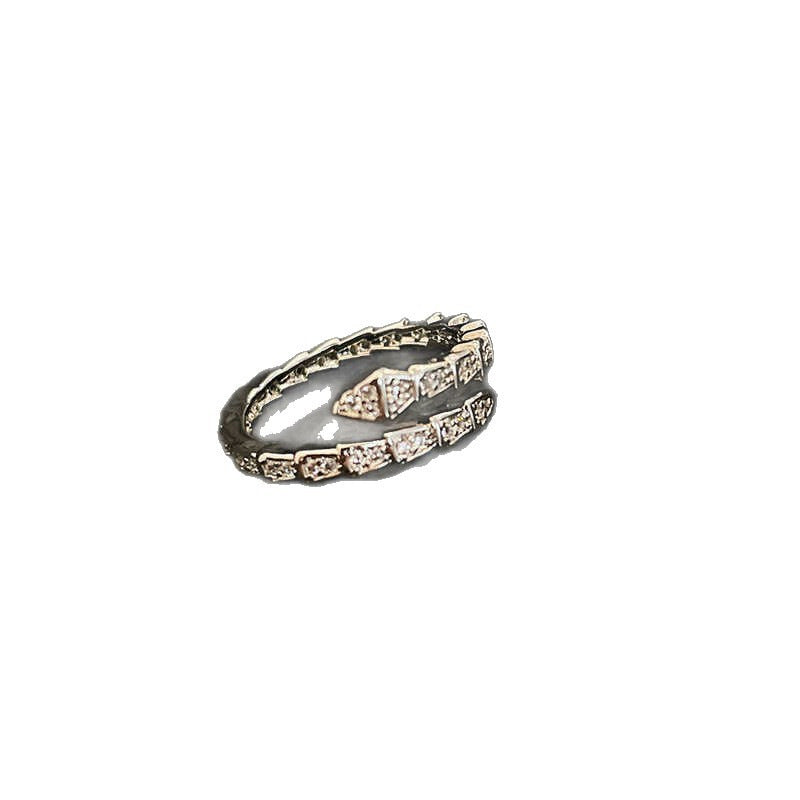 Full Diamond Open Snake Fashion Graceful Personality Design High-grade Light Rings