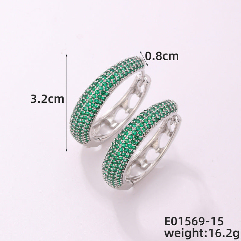 Round Micro Inlaid Zircon Clip Advanced Sense Earrings