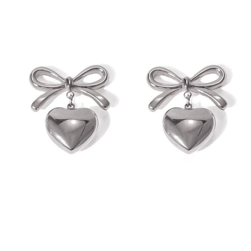 Elegant Love Heart Bow Female Cute Rings