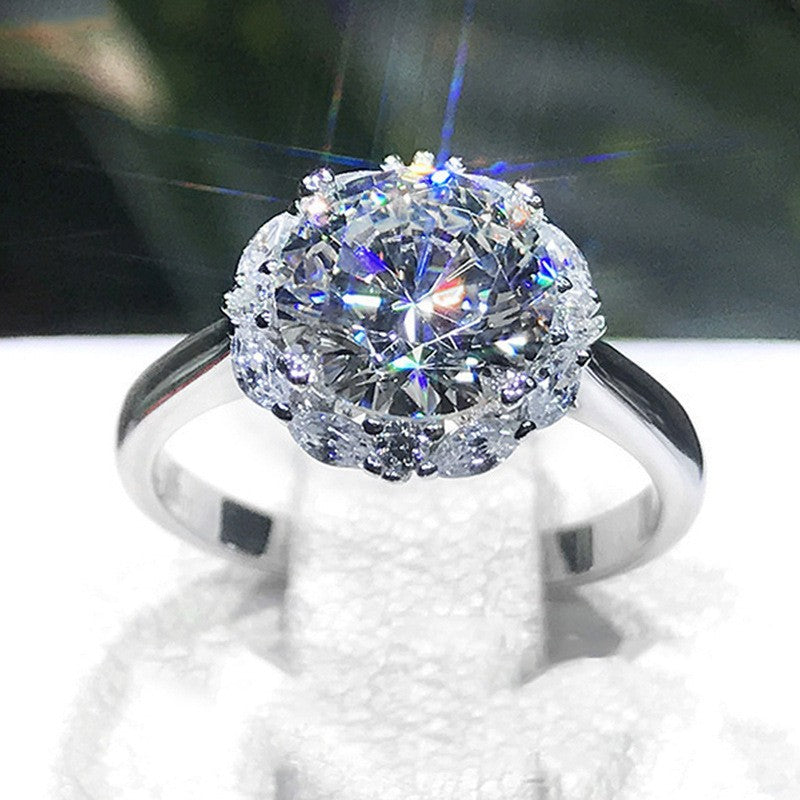Queen Large Diamond Big Karat Simulation Moissanite High Carbon Entry Rings