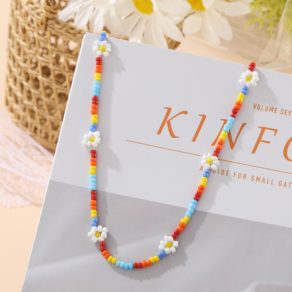 Women's Style Bead Flower Bohemian Vitality Color Necklaces