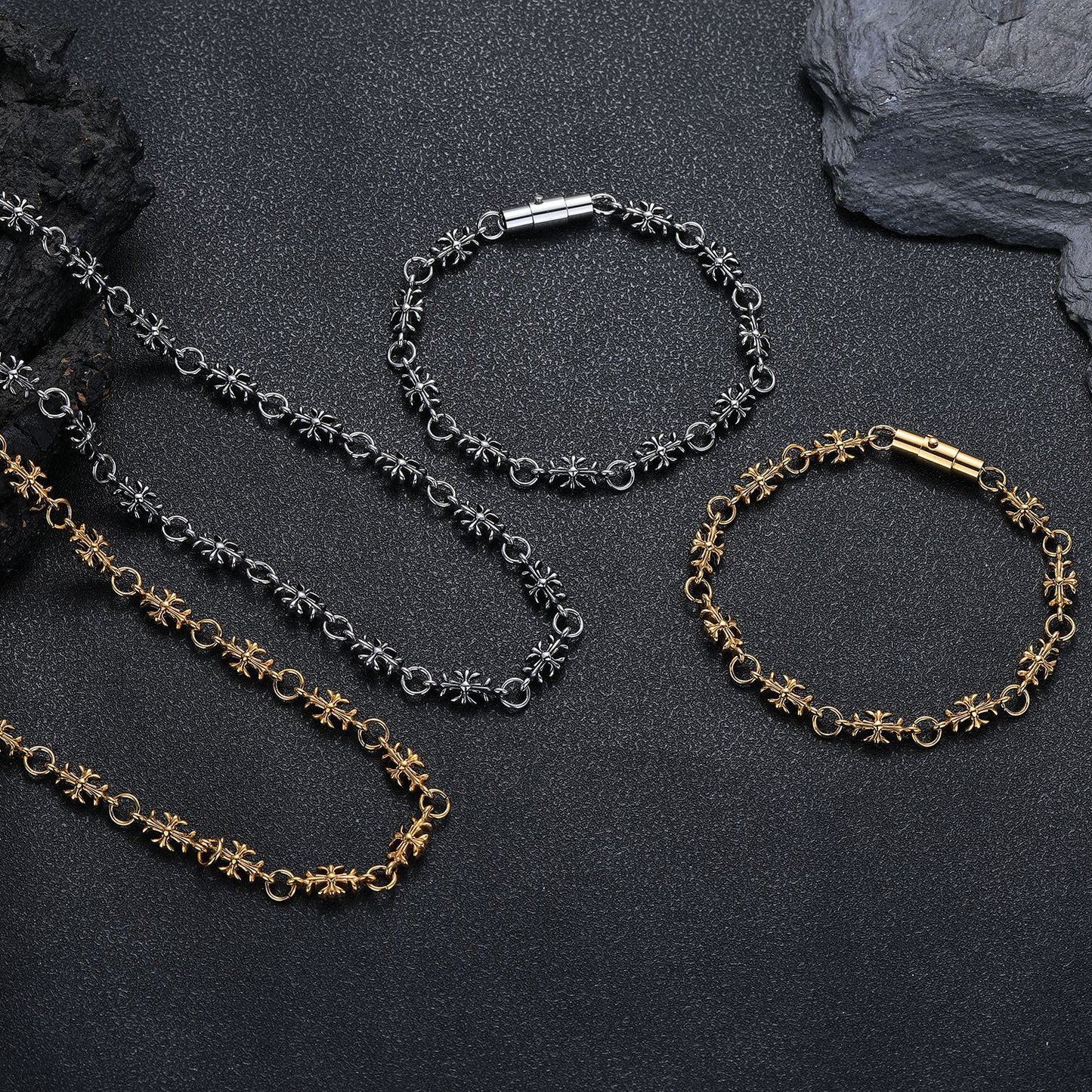 Women's & Men's Vintage Cross Titanium Steel No Fading Niche Unique American High-grade Bracelet