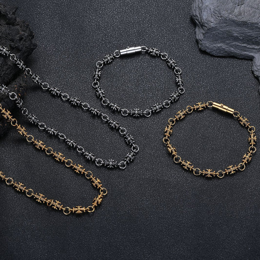 Women's & Men's Vintage Cross Titanium Steel No Fading Niche Unique American High-grade Bracelet