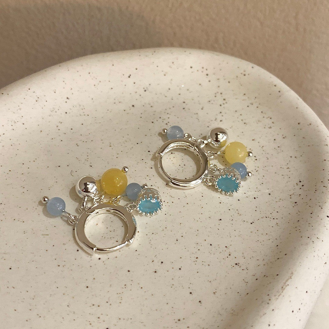 French Color Morandi Natural Stone Beaded Female Rings