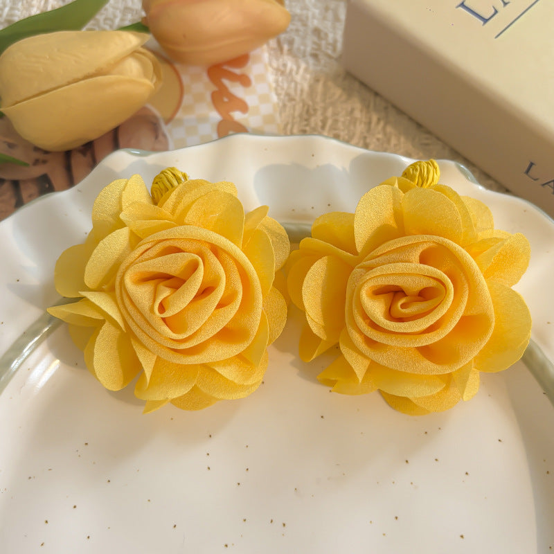 Needle Seaside Fairy Pearl Artificial Flower Tassel Female Stud Earrings