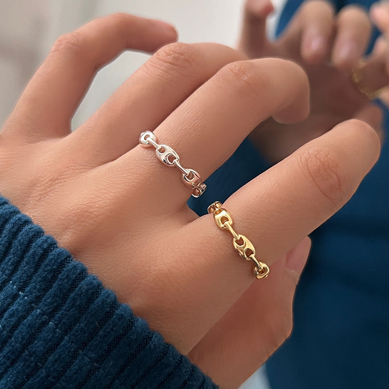 Golden Sier Open Pig Nose Simple Rings