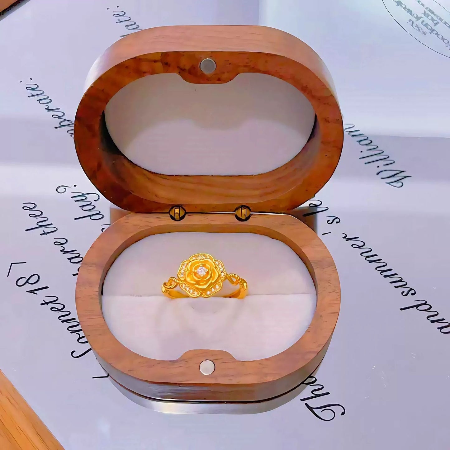 Gold Ancient Brushed Flower Niche Design Light Luxury Open Rings