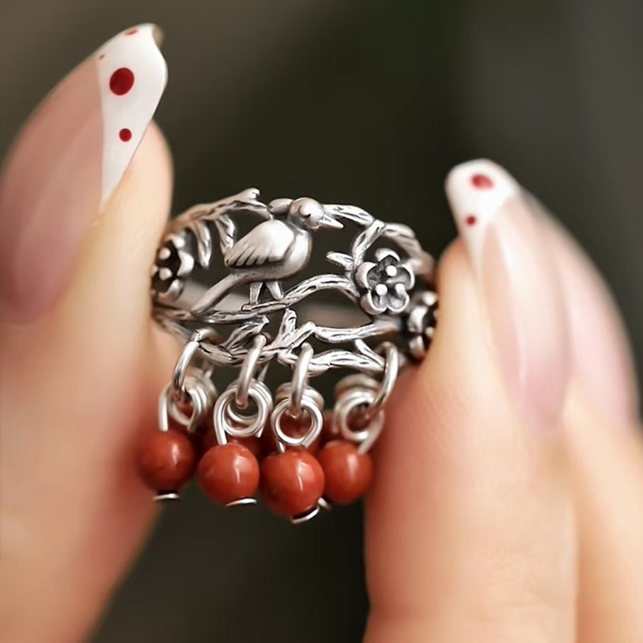 Chinese Style Phoenix Coronet Tassel Female Retro Ethnic Gentle Temperament Ring