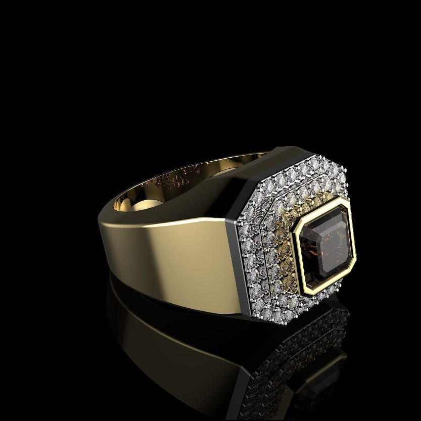 Men's New Two-color Champagne Diamond Man's Rings