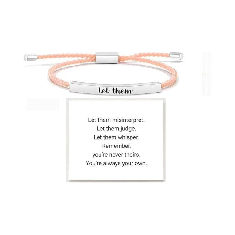 Elbow Lettering Friend Gift Rose Gold Adjustable Sier Stainless Bracelet