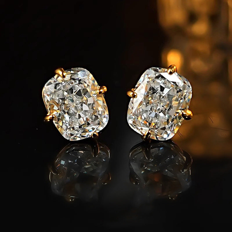 Square Zircon Source Simple Minimalist Inlaid Exquisite Light Earrings