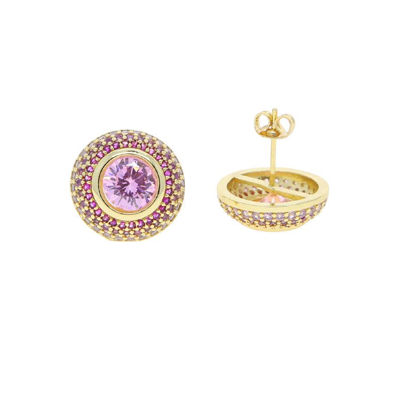 Women's Sense Round Color Zircon Niche Personality Earrings