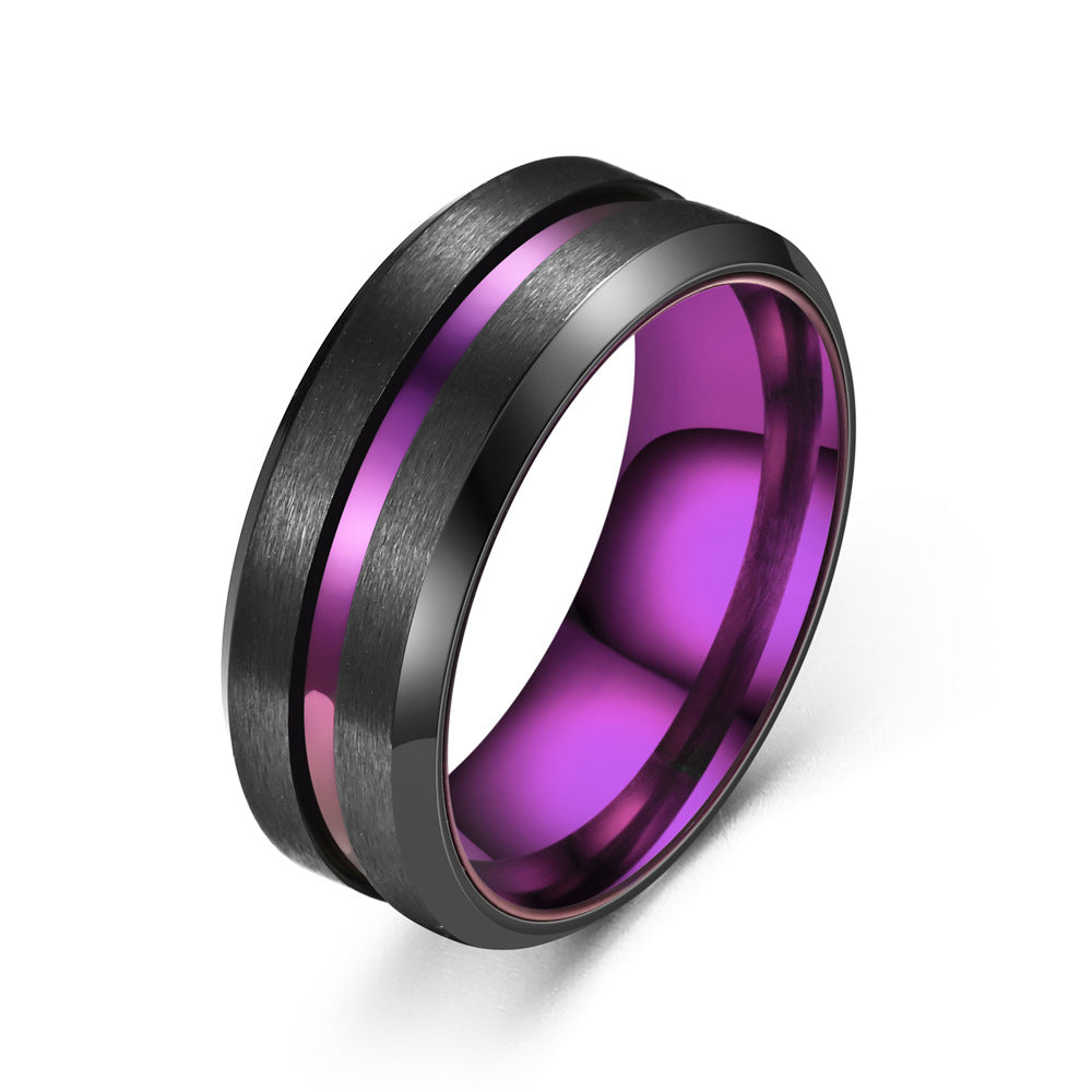 Fashion Color Purple Black Beveled Two-tone Rings