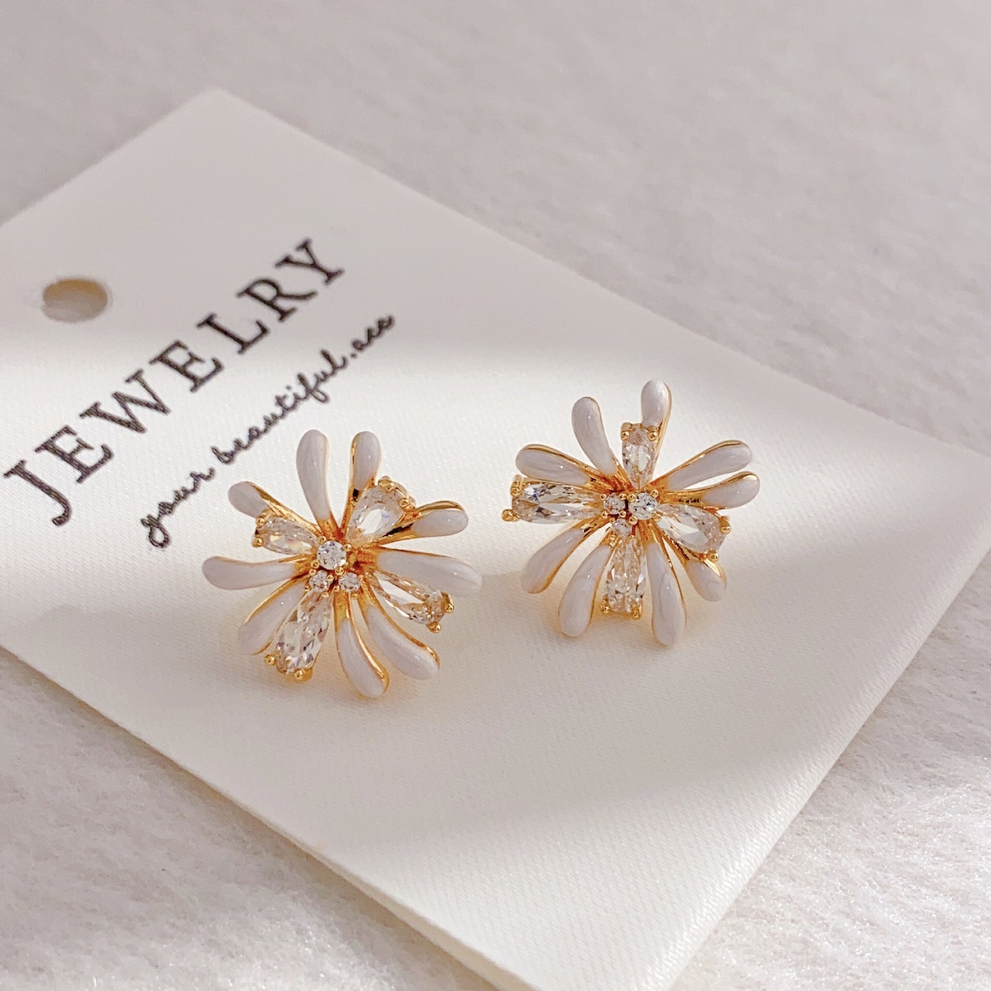 Oil Drop Zircon Fireworks Minority Fashion Colorful Temperament Design Unique Stud Earrings