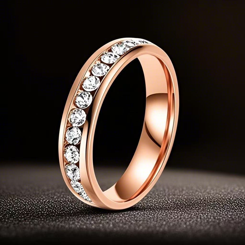 Stainless Steel Starry With Diamonds Diamond Ring