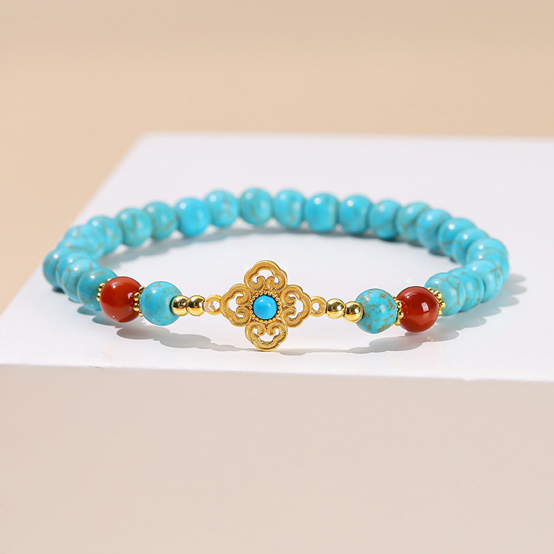 Turquoise Square Ethnic Style Wild Design Bracelet