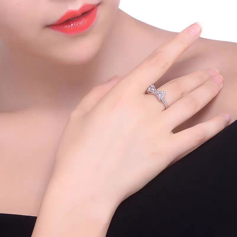 Light Luxury Exquisite White Gold Plated Butterfly Micro Inlaid Zircon Ring