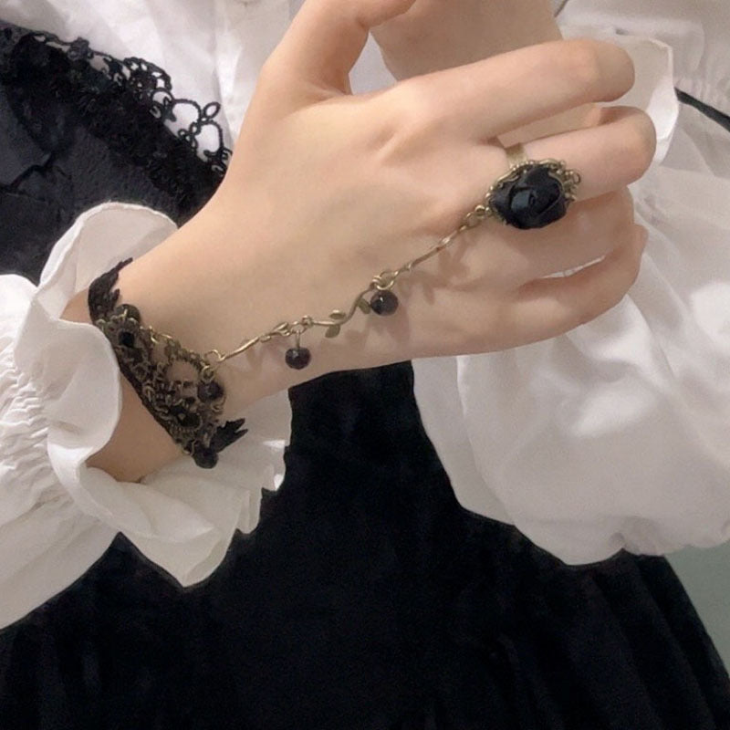 Women's Black Beaded Tassel For Queen Light Necklaces