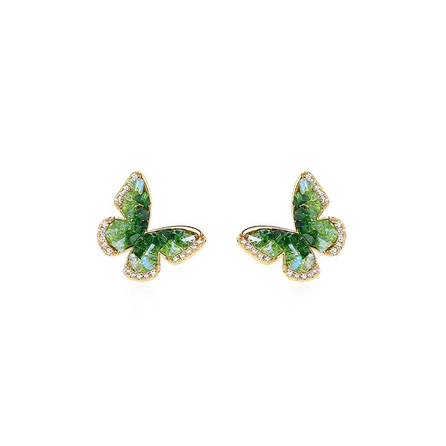 Fresh Sweet Mori Butterfly Fairy Gradient Crystal Earrings